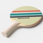 ヴィンテージストライプのピスタチオ 卓球ラケット (正面アングル)