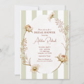 ヴィンテージストライプのフローラのブライダルシャワー招待 招待状 (正面)