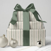 ヴィンテージストライプのフローラクリーム，青と緑 ラッピングペーパー