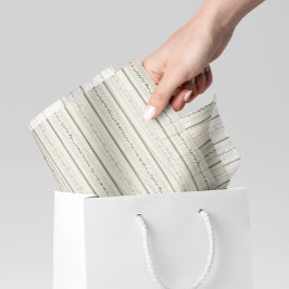 ヴィンテージストライプのフローラクリーム，青と緑 薄葉紙