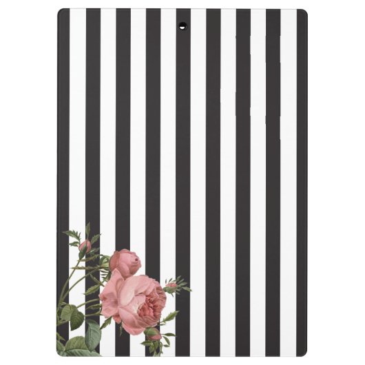 ヴィンテージストライプのフローラパーソナライズされたサロン クリップボード (裏面)