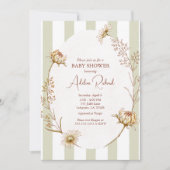 ヴィンテージストライプのフローラベビーシャワー招待状 招待状 (正面)