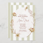 ヴィンテージストライプのフローラベビーシャワー招待状 招待状 (正面/裏面)