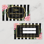 ヴィンテージストライプのフローラ美容師アポイントメント 予約カード (正面/裏面)