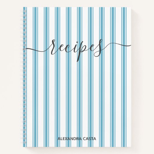 ヴィンテージストライプのミニマリストのスクリプカスタムトレシピ ノートブック (正面)