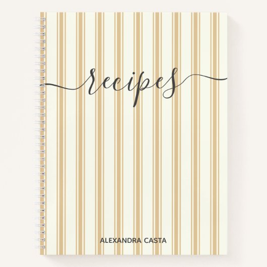 ヴィンテージストライプのミニマリストのスクリプカスタムトレシピ ノートブック (正面)