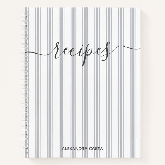 ヴィンテージストライプのミニマリストのスクリプカスタムトレシピ ノートブック (正面)