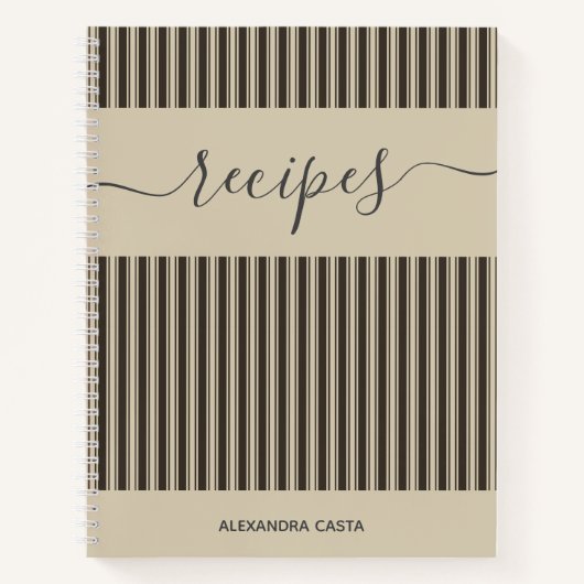 ヴィンテージストライプのミニマリストのスクリプカスタムトレシピ ノートブック (正面)