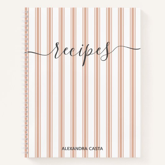 ヴィンテージストライプのミニマリストのスクリプカスタムトレシピ ノートブック (正面)