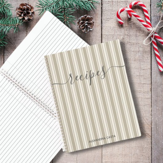 ヴィンテージストライプのミニマリストのスクリプカスタムトレシピ ノートブック