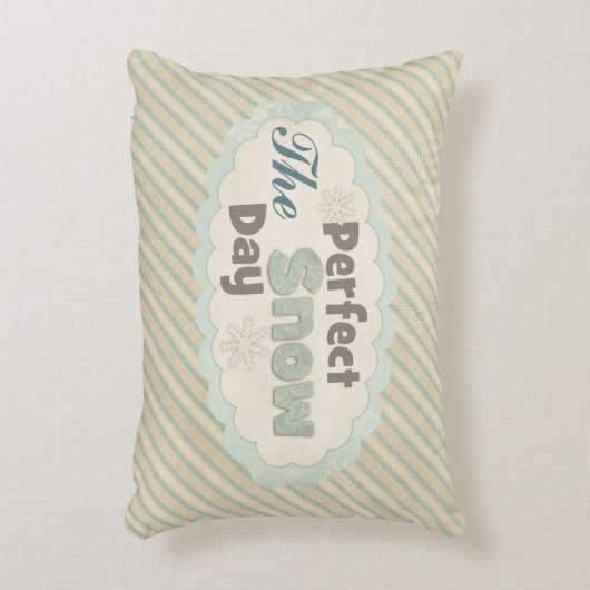 ヴィンテージストライプの冬の雪の日かわいい引用文 アクセントクッション (正面(垂直))
