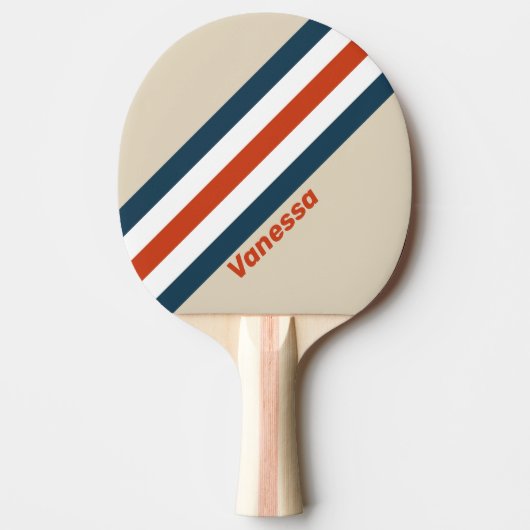 ヴィンテージストライプの甲板 卓球ラケット (正面)