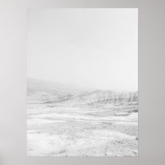 ヴィンテージストライプの色あせ絵を描た山の丘離れ山 ポスター