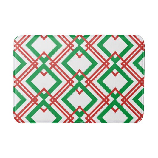 ヴィンテージストライプの赤と緑 バスマット (正面)
