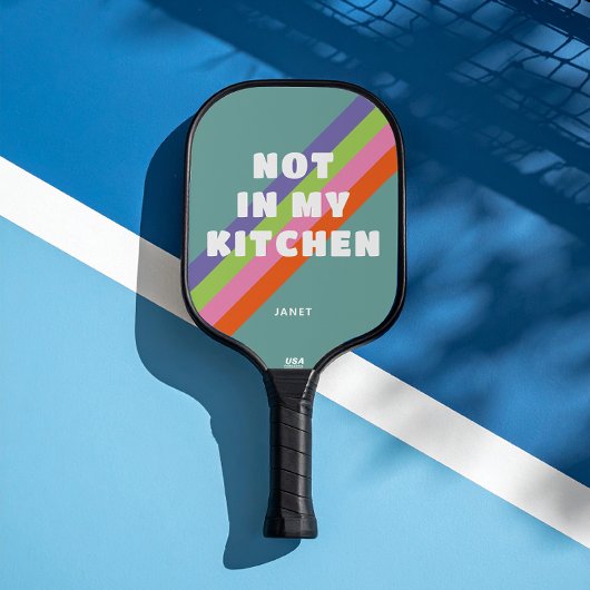 ヴィンテージストライプのDusty Blue Not In My Kitchen ピックルボールラケット