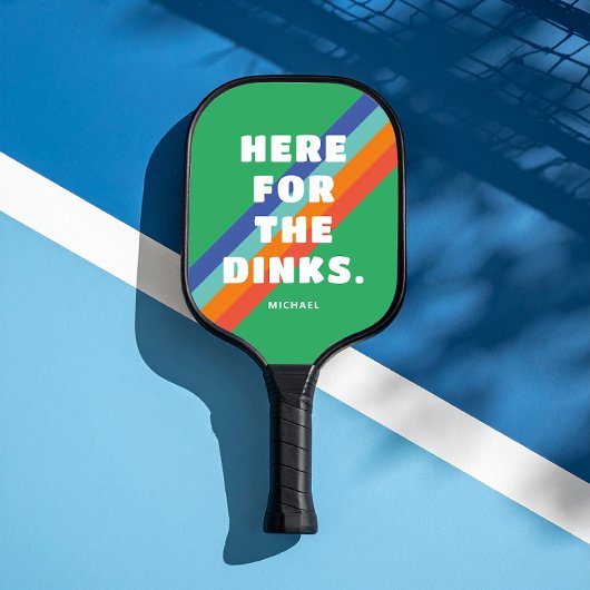 ヴィンテージストライプオングリーンここディンク ピックルボールラケット