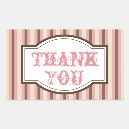 ヴィンテージストライプキャンディThank Youスタンプ 長方形シール (正面)