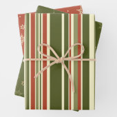 ヴィンテージストライプクリスマス赤と緑 ラッピングペーパーシート (インサイチュ)