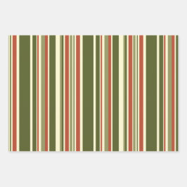 ヴィンテージストライプクリスマス赤と緑 ラッピングペーパーシート