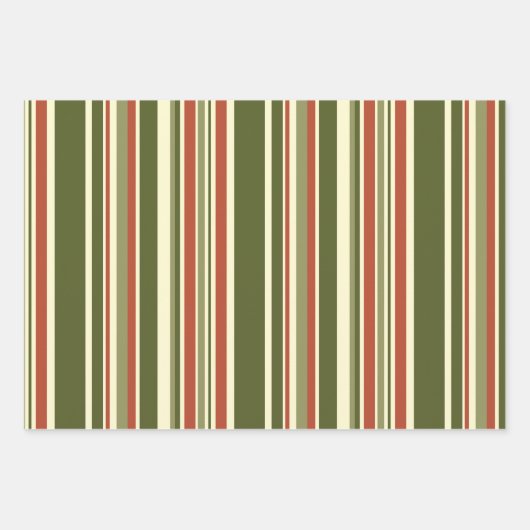 ヴィンテージストライプクリスマス赤と緑 ラッピングペーパーシート (正面)