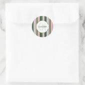 ヴィンテージストライプシンプルグリーンホワイトモノグラム ラウンドシール (バッグ)