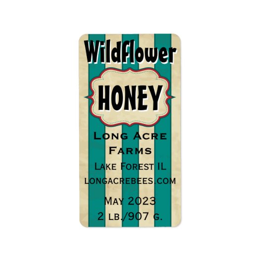 ヴィンテージストライプズワイルドフラワーカスタマイズハニージャー ラベル (正面)
