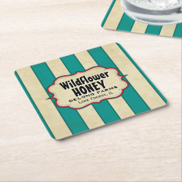 ヴィンテージストライプズワイルドフラワーハニー スクエアペーパーコースター