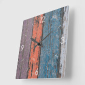 ヴィンテージストライプデザイン素朴カントリーウッドデコール スクエア壁時計 (傾斜)