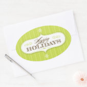 ヴィンテージストライプハッピーホリデー 楕円形シール (封筒)