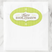 ヴィンテージストライプハッピーホリデー 楕円形シール (バッグ)