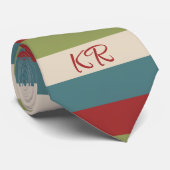 ヴィンテージストライプパターンレッドグリーンブルーイニシャル ネクタイ (ロール)