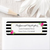 ヴィンテージストライプピンクフローラ結婚差出人住所 ラベル (インサイチュ)