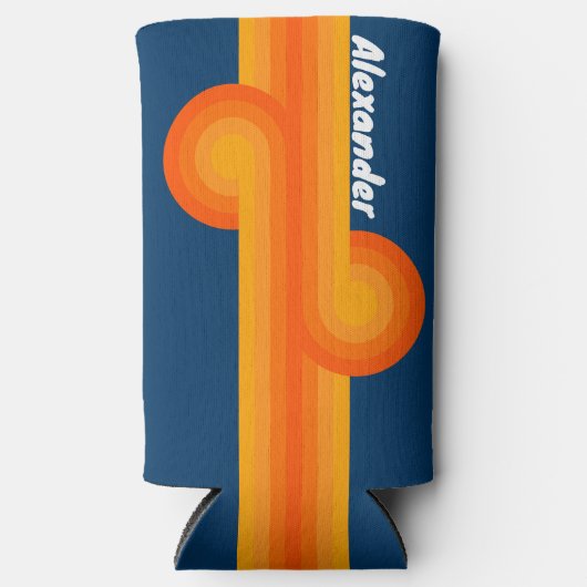 ヴィンテージストライプループ（名前あり） スリム缶クーラー (正面)