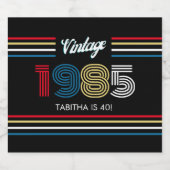 ヴィンテージストライプレトロの原色1985 スパークリングワインラベル (シングルラベル)