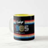 ヴィンテージストライプレトロの原色1985 ツートーンマグカップ (正面左)