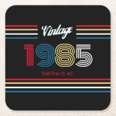 ヴィンテージストライプレトロの原色 スクエアペーパーコースター (正面)