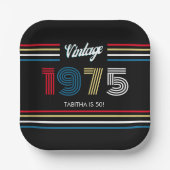 ヴィンテージストライプレトロ1975原色 ペーパープレート (正面)