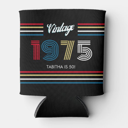 ヴィンテージストライプレトロ1975原色 缶クーラー (正面)