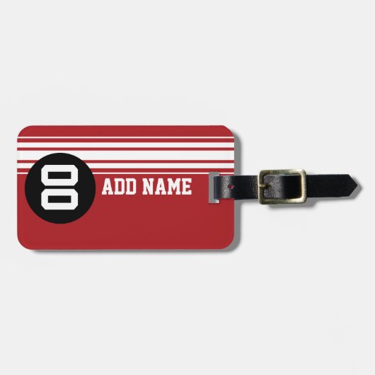 ヴィンテージストライプレース – 赤と黒 ラゲッジタグ (正面横)
