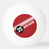 ヴィンテージストライプレース – 赤と黒 卓球ボール (正面)