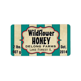 ヴィンテージストライプワイルドフラワーハニージャー – 水平 ラベル