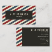 ヴィンテージストライプ理容師名刺 名刺 (正面/裏面)
