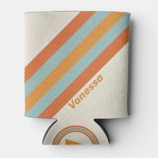 ヴィンテージストライプ砂漠花の名前 缶クーラー (正面)