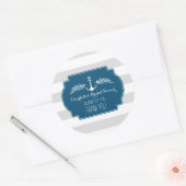 ヴィンテージストライプ航海のブライダルシャワーメッセージカード ラウンドシール (封筒)