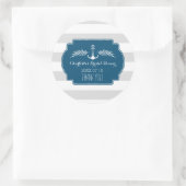 ヴィンテージストライプ航海のブライダルシャワーメッセージカード ラウンドシール (バッグ)