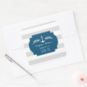 ヴィンテージストライプ航海の結婚式の引き出物ラベル スクエアシール (封筒)