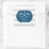 ヴィンテージストライプ航海の結婚式の引き出物ラベル スクエアシール (バッグ)