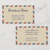ヴィンテージストライプ航空便、旅行業界 名刺 (正面/裏面)