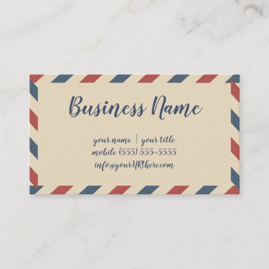 ヴィンテージストライプ航空便、旅行業界 名刺 (正面)