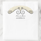 ヴィンテージストライプ金ゴールドとIrongate Swirls結婚の 楕円形シール (バッグ)